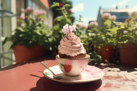 A tantalizing composition of ice cream in a cup, bursting with flavors and textures.の素材