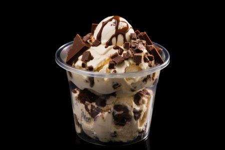 A tantalizing composition of ice cream in a cup, bursting with flavors and textures.の素材