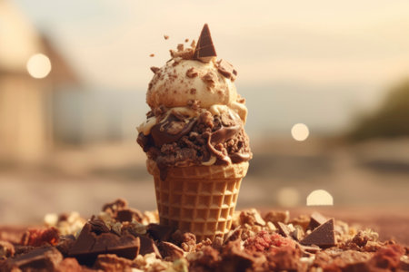 A tantalizing composition of ice cream in a cup, bursting with flavors and textures.の素材