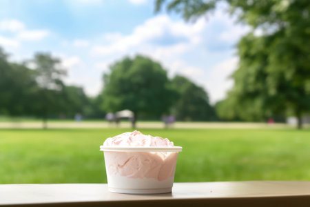 A tantalizing composition of ice cream in a cup, bursting with flavors and textures.の素材