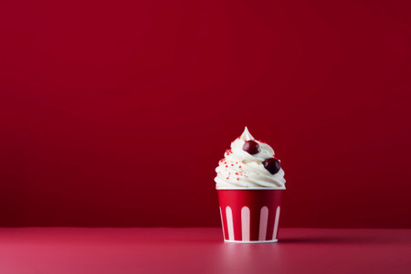 A tantalizing composition of ice cream in a cup, bursting with flavors and textures.の素材