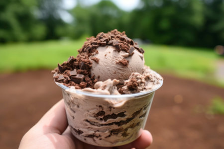 A tantalizing composition of ice cream in a cup, bursting with flavors and textures.の素材