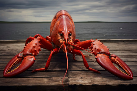 A succulent fresh lobster, showcased as a prime food ingredient for gourmet dishes.の素材