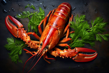 A succulent fresh lobster, showcased as a prime food ingredient for gourmet dishes.の素材