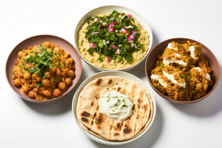 A rich array of traditional Mexican dishes arranged artfully for a mouthwatering display.の素材