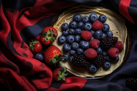 A vibrant composition of fresh strawberries paired with an assortment of berries.の素材