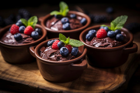 Exquisite mousse dessert meticulously decorated and bursting with flavour.の素材