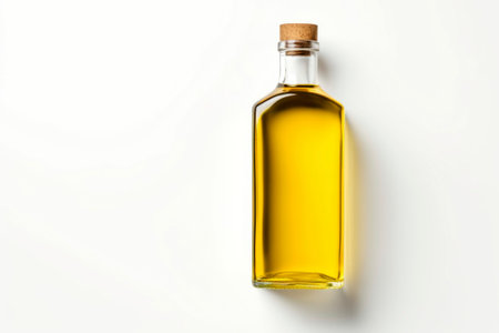 Captivating food composition featuring olive oil on a white background with ample copy space.の素材