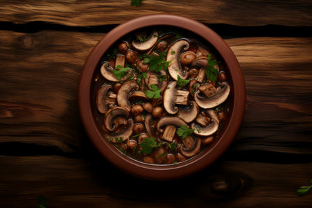 Delicious and comforting mushroom soup, perfect for a hearty meal. Rustic culinary conceptの素材