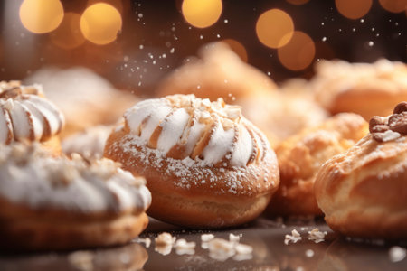 Delicious and visually appealing food composition featuring various sweet pastries.の素材
