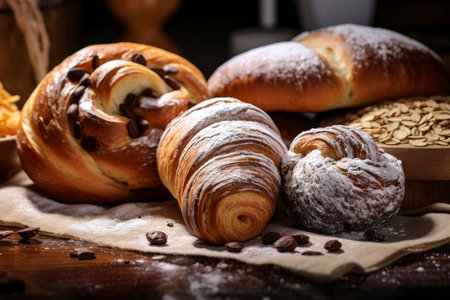 Delicious and visually appealing food composition featuring various sweet pastries.の素材