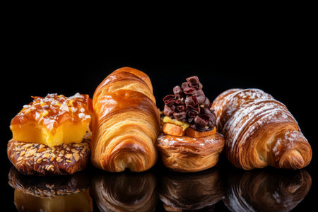 Delicious and visually appealing food composition featuring various sweet pastries.の素材