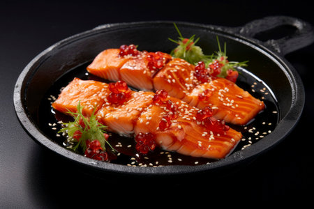 A beautifully arranged assortment of seafood dishes, capturing the essence of marine culinary art.の素材