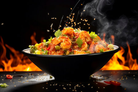 A beautifully arranged assortment of seafood dishes, capturing the essence of marine culinary art.の素材