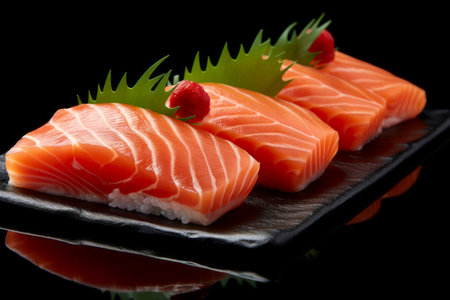 A beautifully arranged assortment of seafood dishes, capturing the essence of marine culinary art.の素材