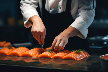 A beautifully arranged assortment of seafood dishes, capturing the essence of marine culinary art.の素材