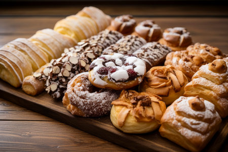 Delicious and visually appealing food composition featuring various sweet pastries.の素材