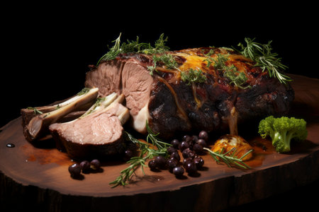 Savory roasted beef elegantly presented, capturing the essence of gourmet dining.の素材