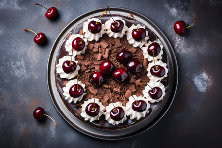 A luscious and tempting sweet cake, beautifully presented in a tantalizing food composition.の素材