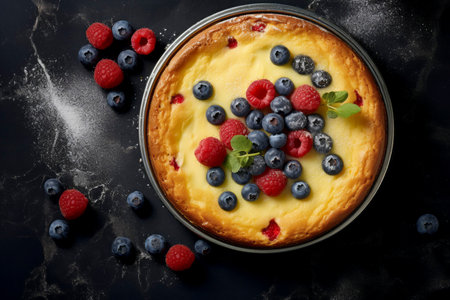 A luscious and tempting sweet cake, beautifully presented in a tantalizing food composition.の素材