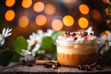 Luscious vanilla pudding composition, capturing the essence of rich creaminess and flavour.の素材