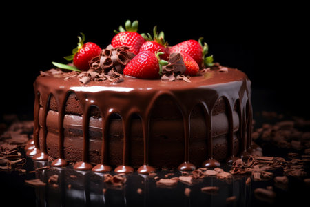 A luscious and tempting sweet cake, beautifully presented in a tantalizing food composition.の素材