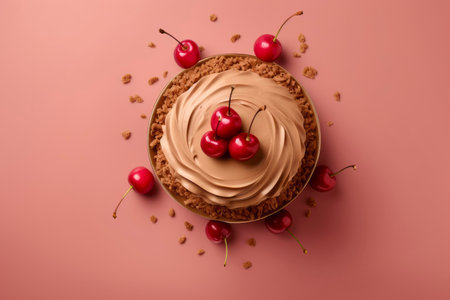 A luscious and tempting sweet cake, beautifully presented in a tantalizing food composition.の素材