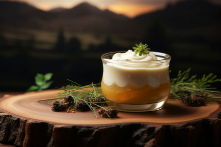 Luscious vanilla pudding composition, capturing the essence of rich creaminess and flavour.の素材