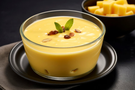 Luscious vanilla pudding composition, capturing the essence of rich creaminess and flavour.の素材