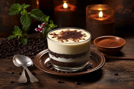 Luscious vanilla pudding composition, capturing the essence of rich creaminess and flavour.の素材