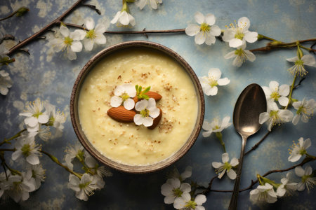 Luscious vanilla pudding composition, capturing the essence of rich creaminess and flavour.の素材