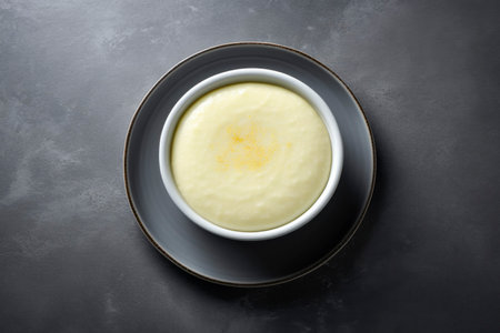 Luscious vanilla pudding composition, capturing the essence of rich creaminess and flavour.の素材