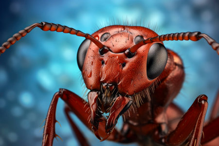 An incredibly detailed ultra macro close-up capturing the intricate features of an ant.の素材