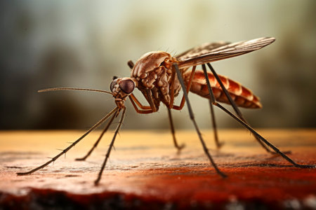Intricate details of a mosquito captured in extreme close-up, revealing its delicate features.の素材