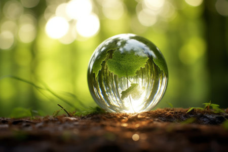Artistic representation of a planet embodying the concept of eco-friendly and sustainable living.の素材
