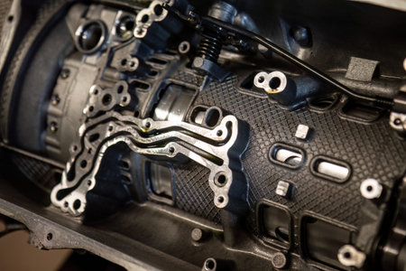 Precision components of an automatic transmission, showcased in detail for automotive insight.