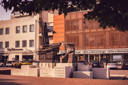 Rovigo, Italy 21 June 2025, matteotti monument in rovigo, italy, symbolizing the enduring power of political ideasの写真素材
