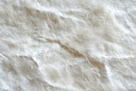 Close-up view highlighting the intricate texture and delicate fibers of handmade paper, emphasizing natural materialの素材