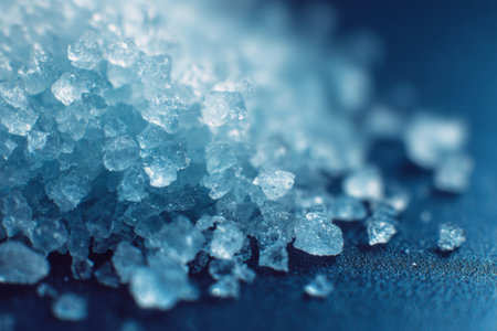 Close-up of glistening ice crystals forming a refreshing granita, perfect for a hot summer dayの素材