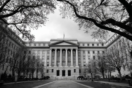 Majestic FTC headquarters exudes influence and control, symbolizing regulatory oversight in the American capitalの素材