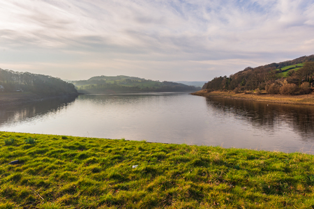 A beautiful spring dat at Damflask Reservoir in the Peak Districtの写真素材