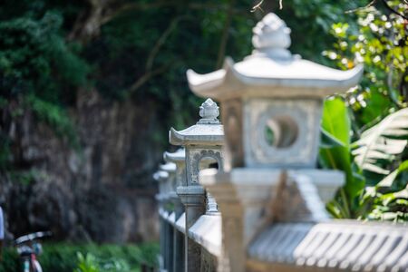 Ancient buddhist pagoda cave complex Bich Dong. Ninh Binh, Vietnamの写真素材