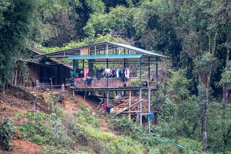 A large shack found in the mountains around the village of Sapa, Northern Vietnamの写真素材