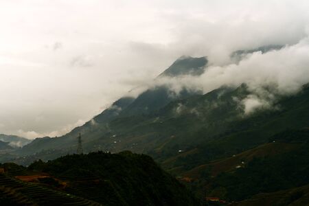 Shot from high up in the mountains in Northern Vietnam, Autumn 2019の写真素材