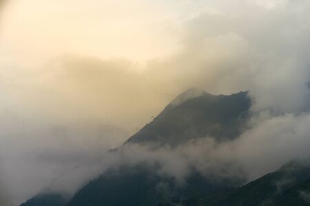 Shot from high up in the mountains in Northern Vietnam, Autumn 2019の写真素材