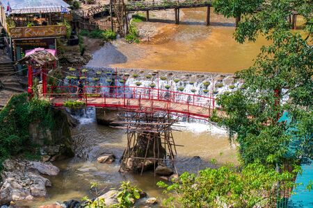 Cat Cat, Vietnam, 14th October 2019: Cat Cat Village river and waterwheels, a small hidden gem in the mountains of Vietnamのeditorial素材