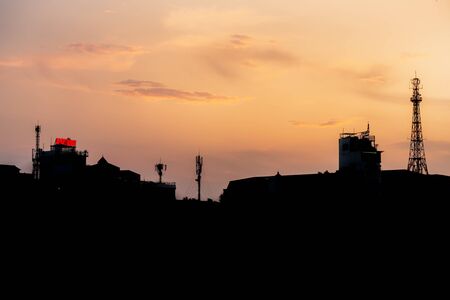 Hanoi Cityscape silhouette at Sunset in October 2019 - Showing the construction taking place in the Asian Cityの写真素材