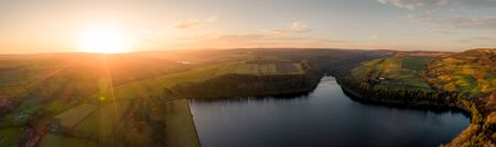 Shot on a drone in the late hours on a winter day in December 2019 in the Peak District National Park, UKの写真素材