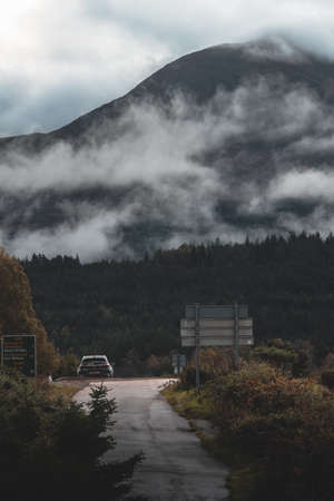 Scotland, UK - October 2021: Stunning clouds around the peak of Ben Nevis mountainのeditorial素材