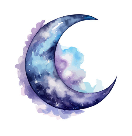 Moon Watercolor Clipart Vectorのイラスト素材